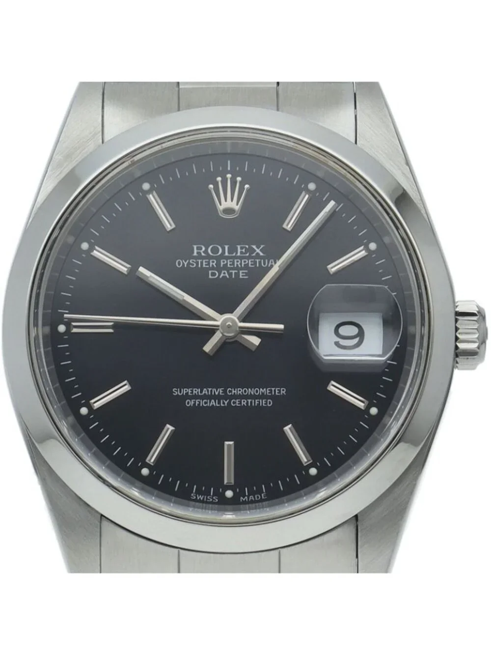 Rolex Oyster Perpetual Date Watch SS Black